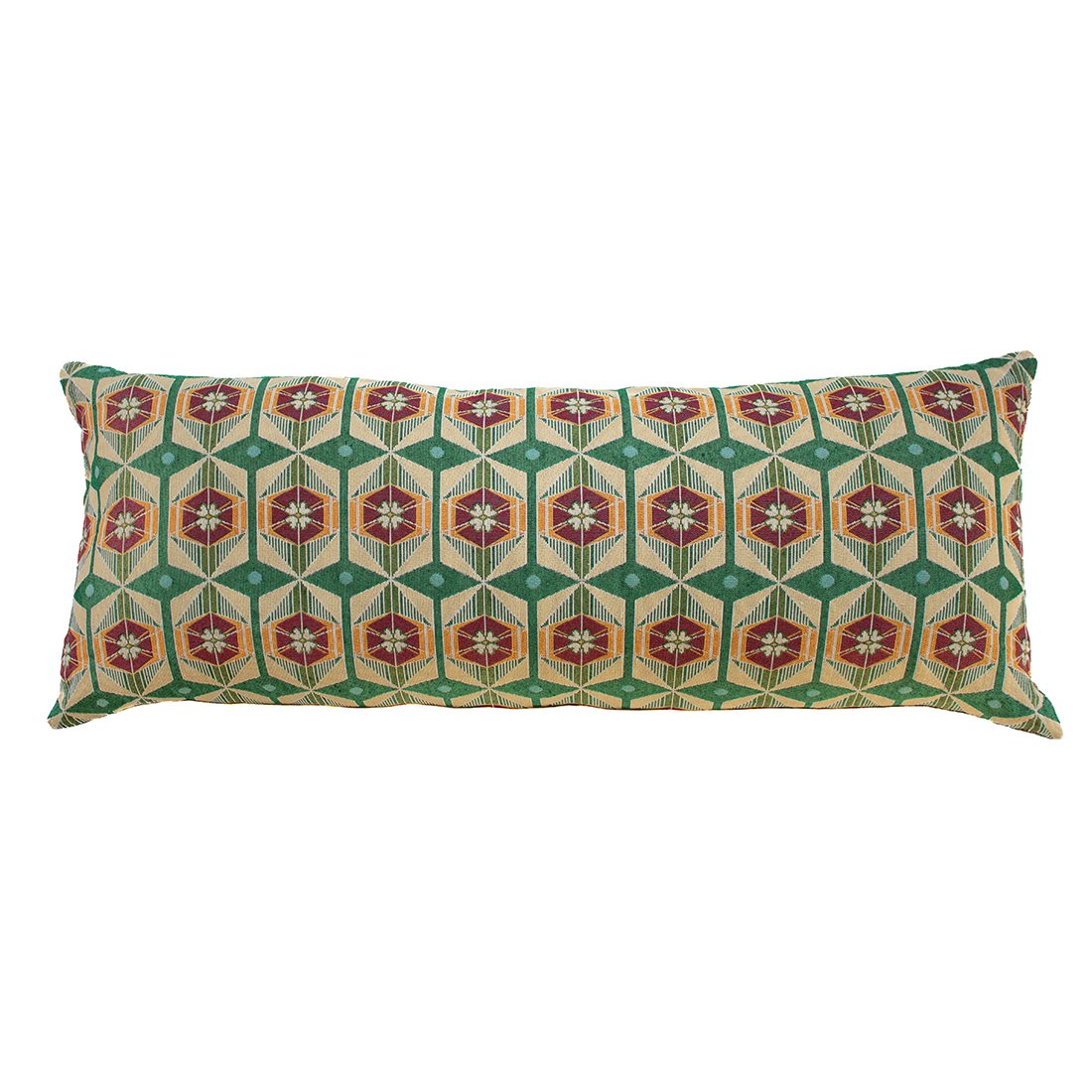 NIN-NIT Classique Nature Diamant XL cushion | 100% woven cotton | decorative cushion with floral print | green| orange | brown | beige | red | blue | multicolor | 90x35 cm