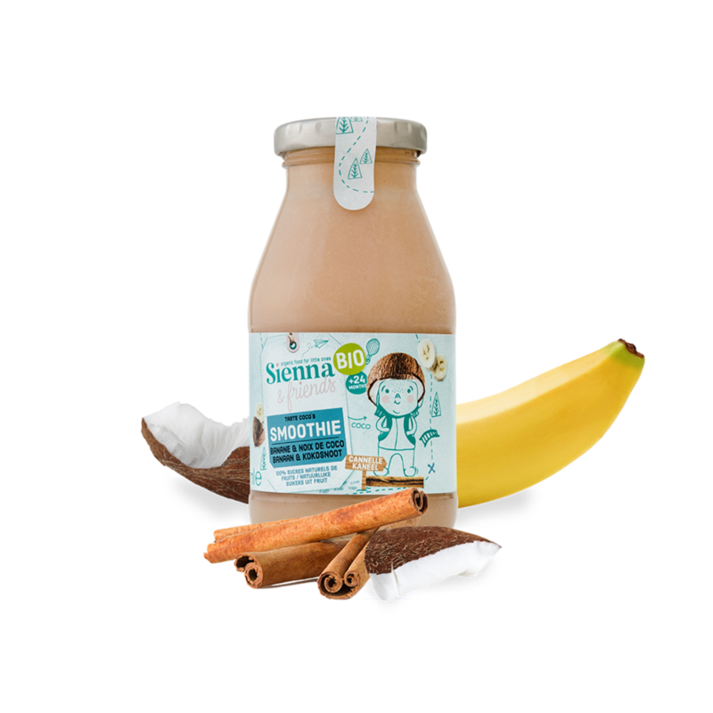 ORGANIC SMOOTHIE WITH BANANA, COCONUT and CINNAMON X6 - NO ADDED SUGAR - LACTOSE FREE - FROM 24M - 200ML