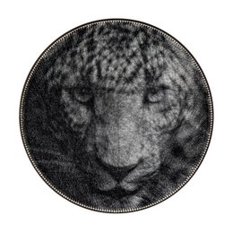 A round wall art piece featuring a detailed black and white image of a lion's face. The product is available in two sizes, 58 cm and 40 cm in diameter.