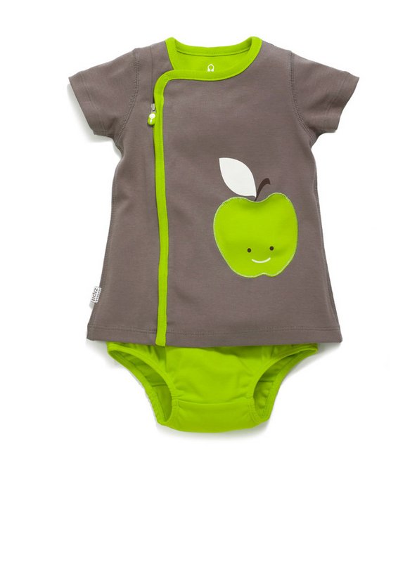 Zip-Up Apple Applique Pocket Dress