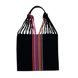 Shopping bag Boho Palmira hand -woven altrosa black