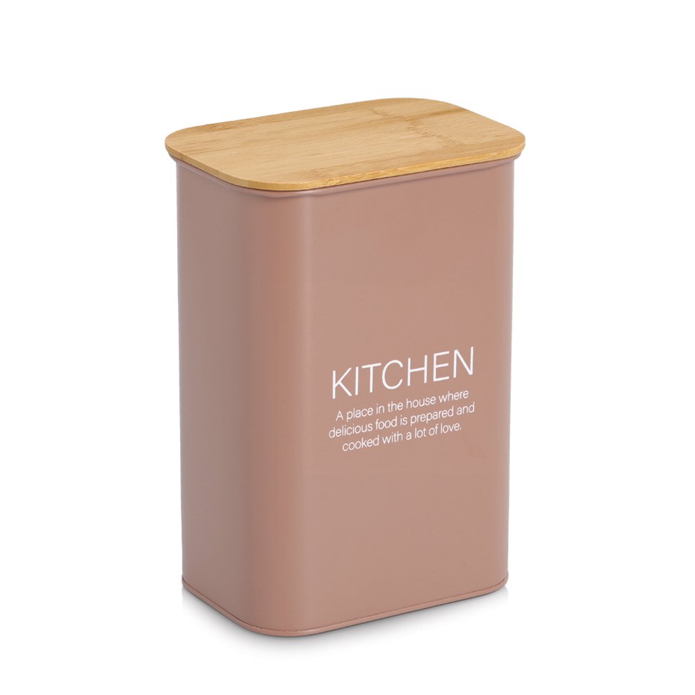 Voorraadpot met bamboe deksel "Kitchen", 3500 ml, metaal, mokka