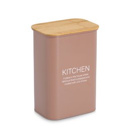 Voorraadpot met bamboe deksel "Kitchen", 3500 ml, metaal, mokka