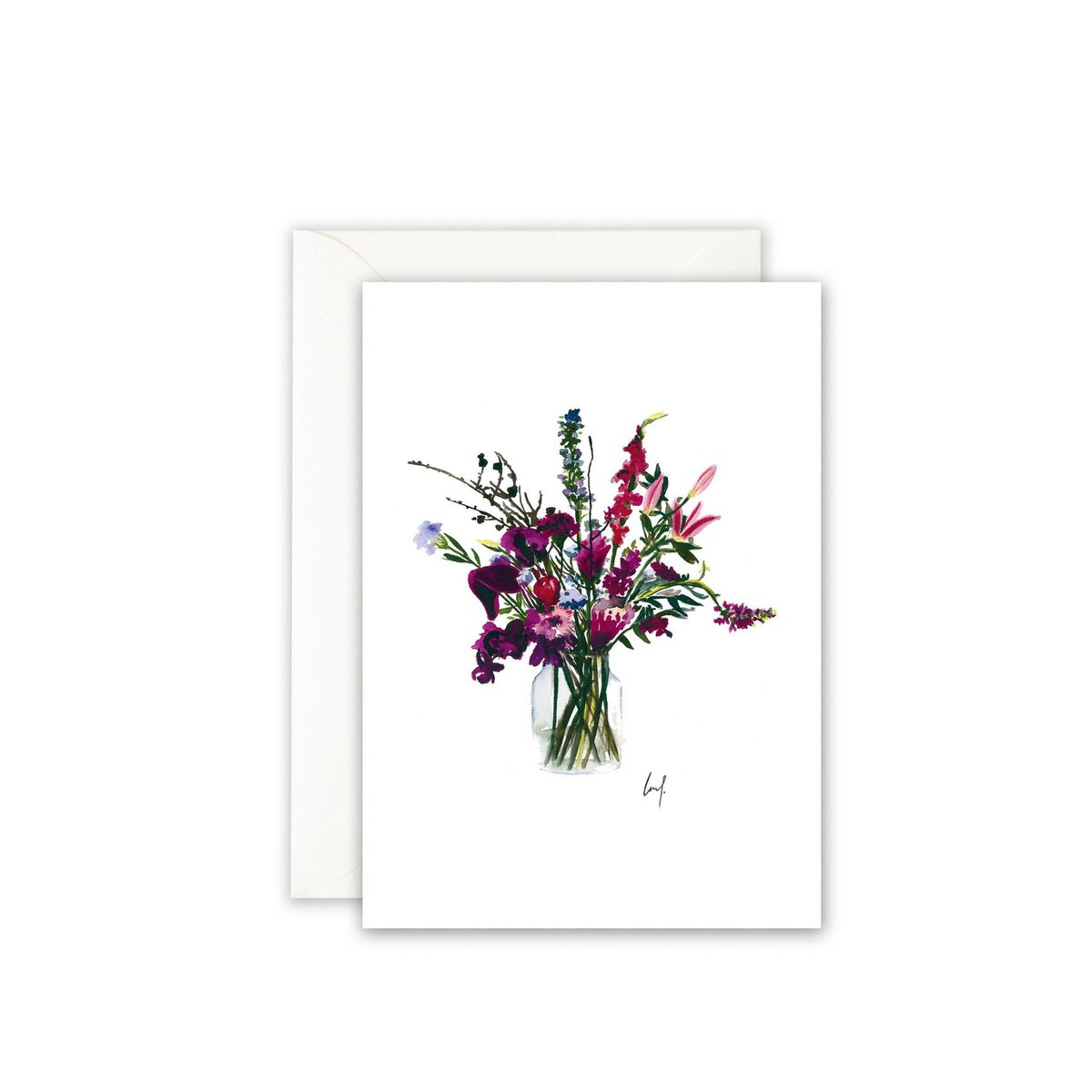Wenskaart Violette Bloemen