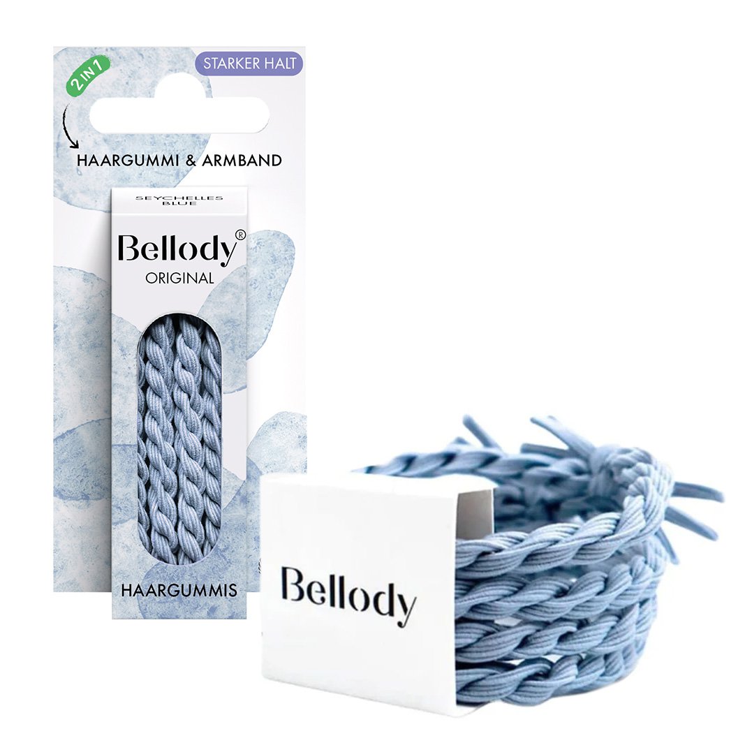 Haarelastiekjes lichtblauw - Bellody®(4 st.) - Stijlvolle gevlochten haarelastiekjes