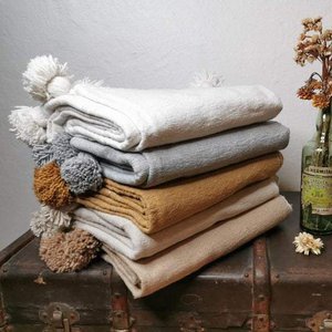 Handmade Berber Pompom Blanket - 100% Cotton