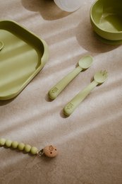 Siliconenlepel en vork van Olive Green