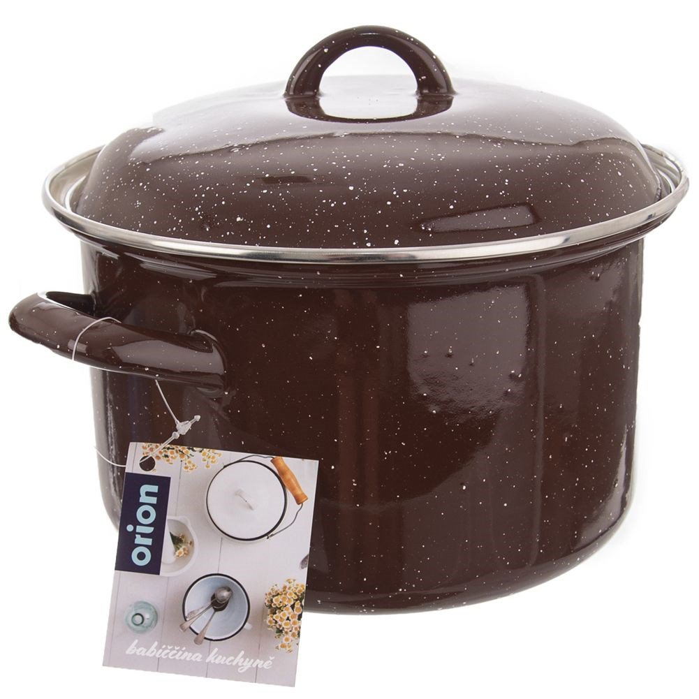 Topf Emaille mit Deckelbraun 20 cm, 3,2 l