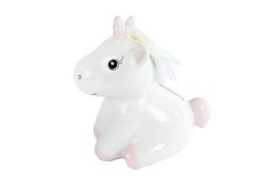 Unicorn piggy bank pink earthenware 14.8x1