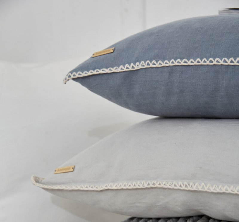 Cushion cover with stitch - Nature - 50cm x 50cm - linen