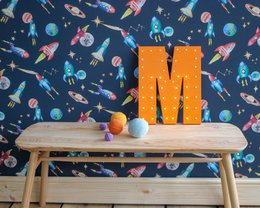 Rockets Children's Wallpaper - Midnight Colour