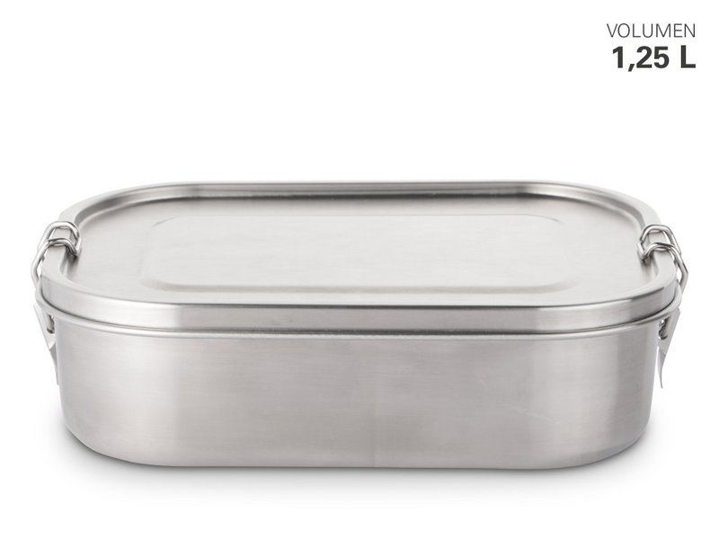 Lunch box made of stainless steel with seal and divider
