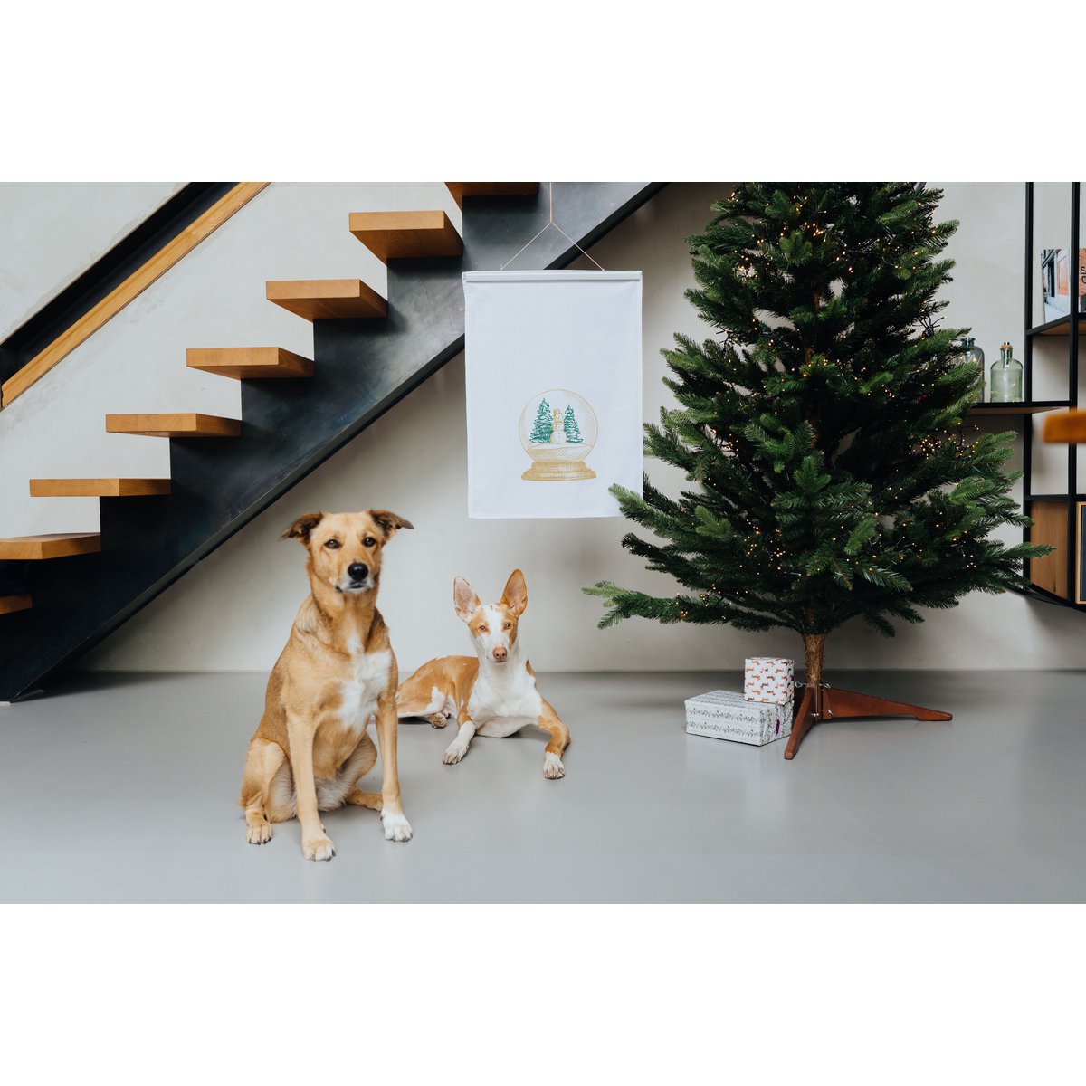 Tea towel white, snow globe