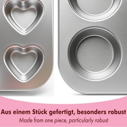 Stainless steel muffin tin set of 2 classic and hearts