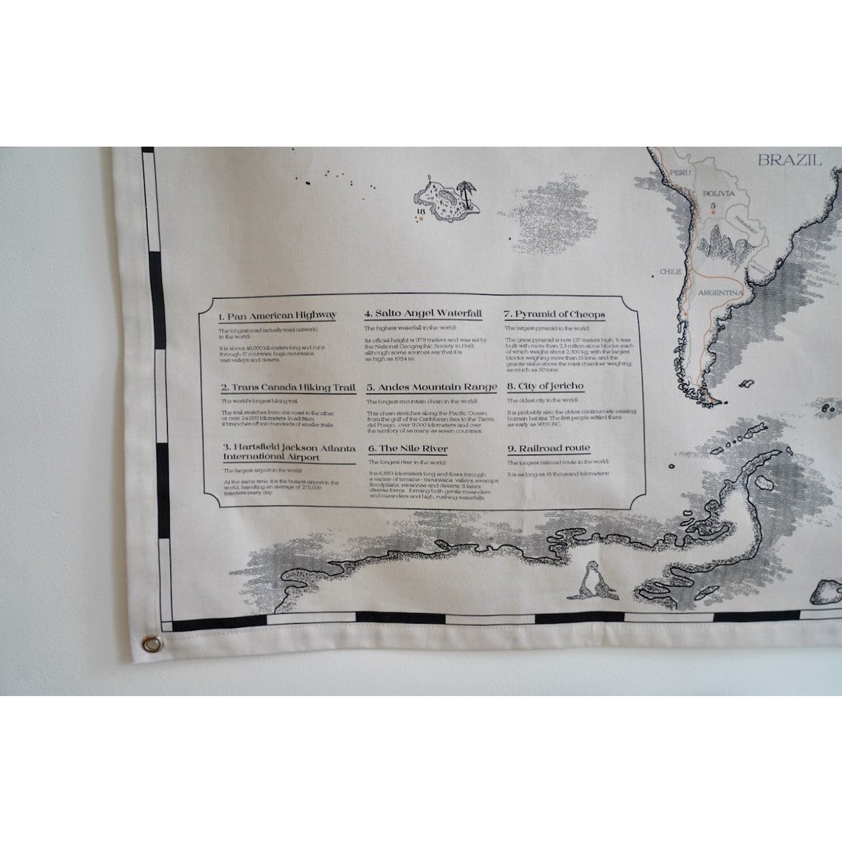 Cotton world map for children "Civilisational achievements"