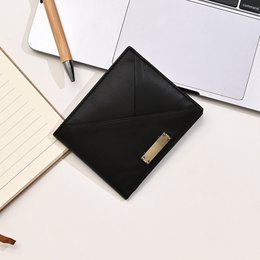  Premium black full-grain leather wallet for men with coin pocket and 6 card slots.