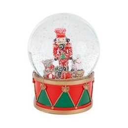MUS.NUTCRACKER SNOW GLOBE TT RD/GRN 16,5CM