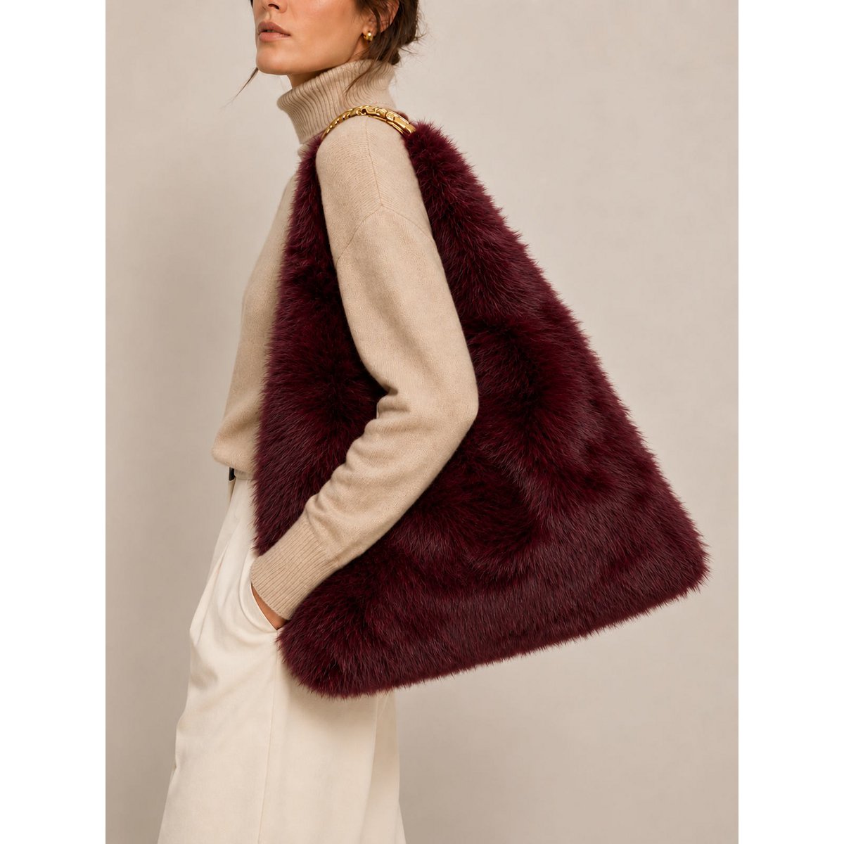 Plush Faux Fur Hobo Shoulder Bag, Fall/Winter, Art. YH-26123.532