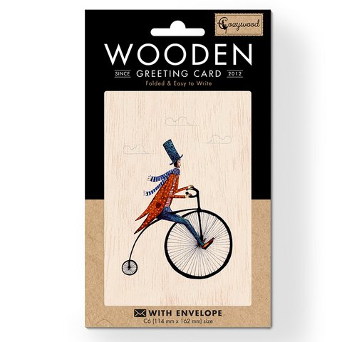 Retro Wooden folded greeting card