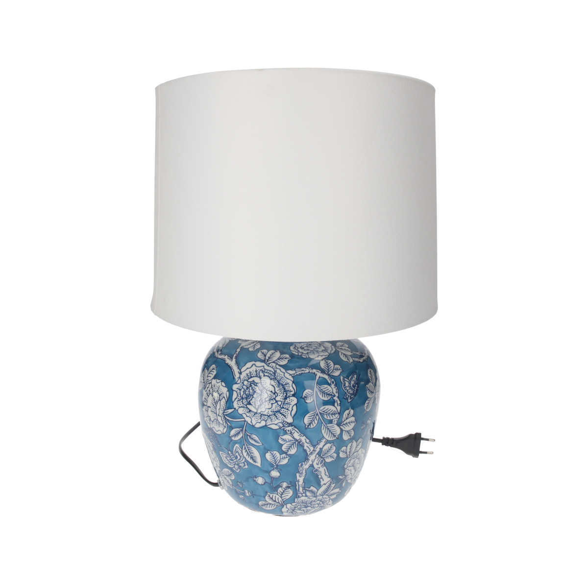 Lampe mit blauem Keramiklampenschirm H 45 T 28 cm