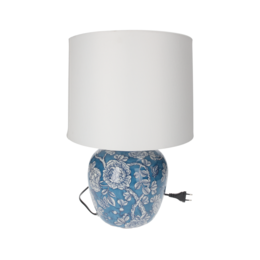 Lampe mit blauem Keramiklampenschirm H 45 T 28 cm
