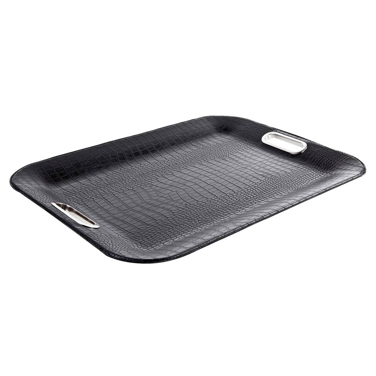 Comprimé rectangular plates plates en cuir synthétique noir crocody