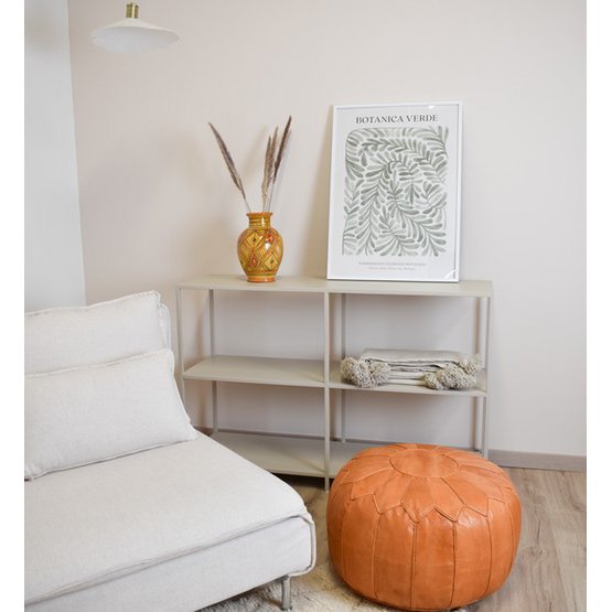 Lederen Pouffe - Sand Brown (XL)