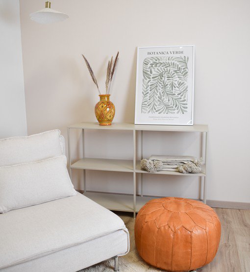 Leder Pouffe - Sandbraun (XL)