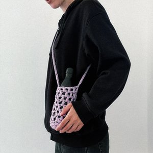 “Athena” handmade crossbody bottle holder lavender
