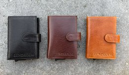 Tarjetero extensible Lundholm para hombre - con compartimento para monedas, billetes - tarjetero de piel tarjetero extensible para hombre