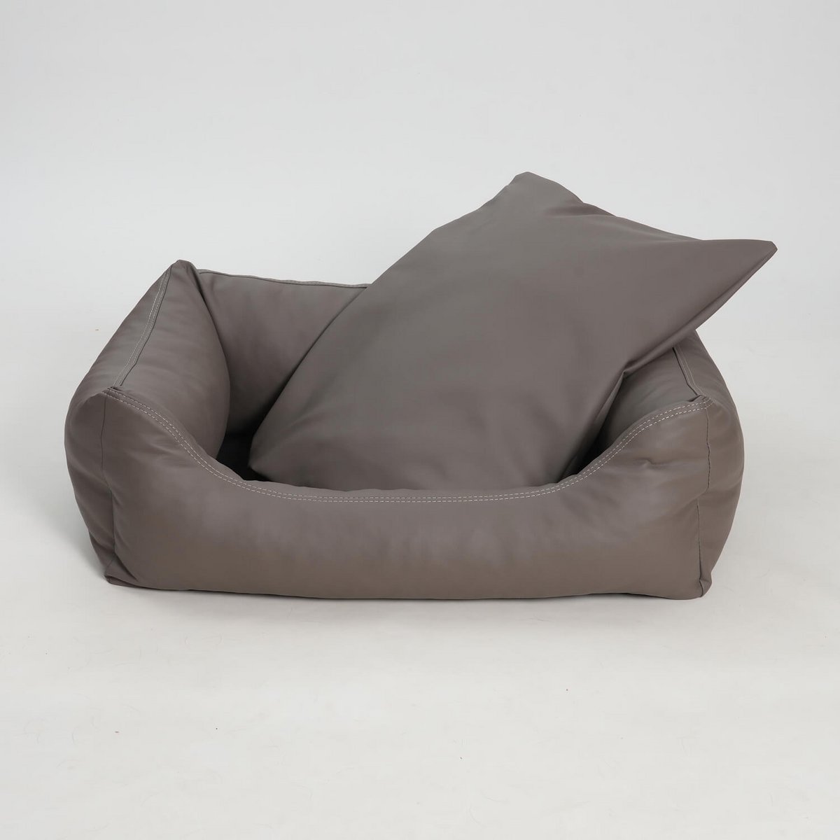 Hundebett Box Bett Saddle Kunstleder taupe