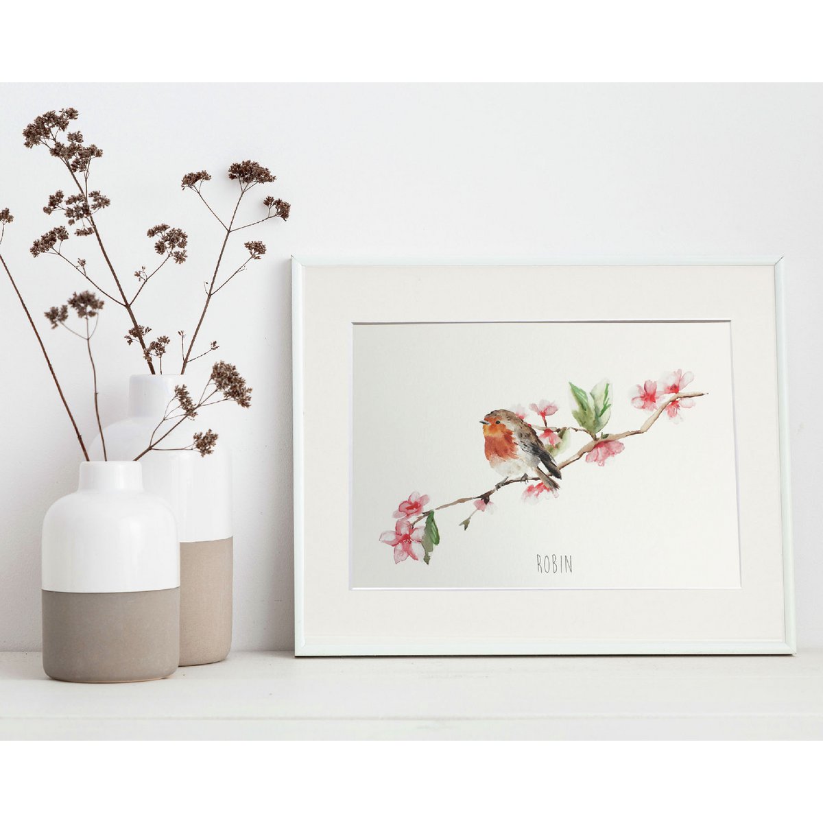 Robin and Blossom Wall Print