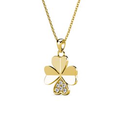 Kleeblatt-Anhänger – Gold und Kristall