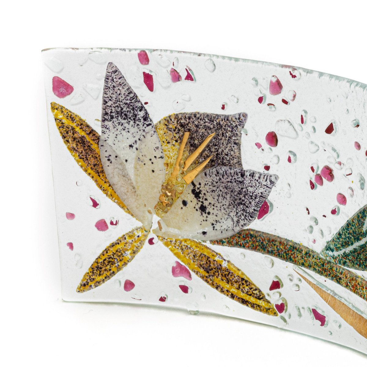 HaVed rechthoekige tafelklok, in murano -glas, cadeau -idee, gunsten, bloemendecoratie cm.30 cm