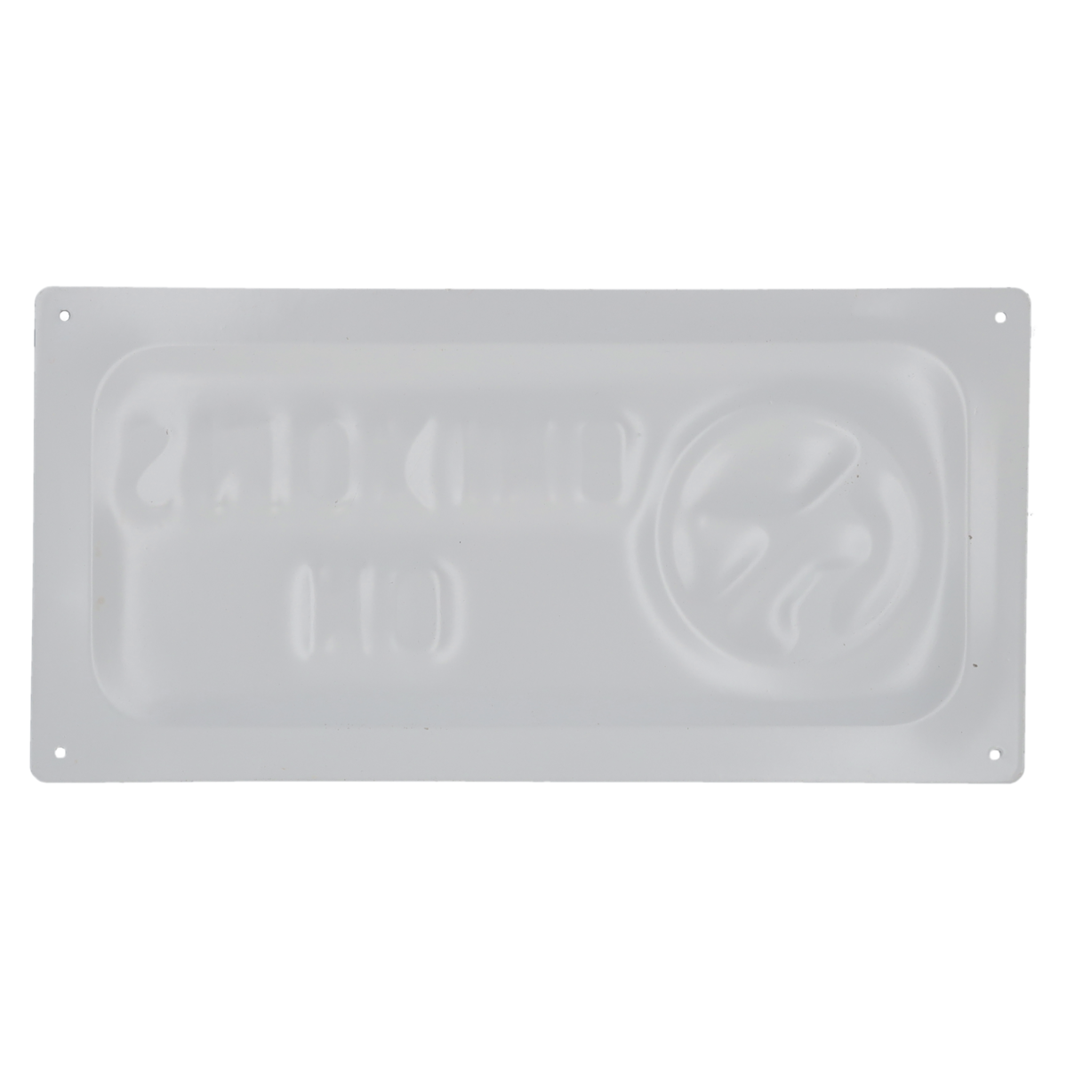Tabella decorativa latta no smoking bianca 30x15