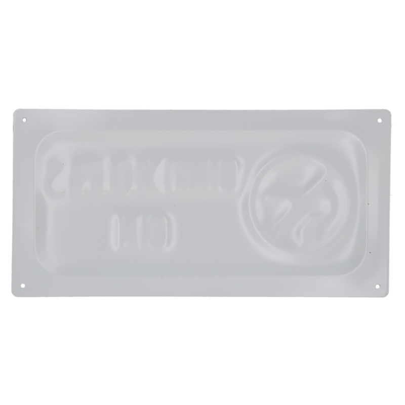 Tabella decorativa latta no smoking bianca 30x15