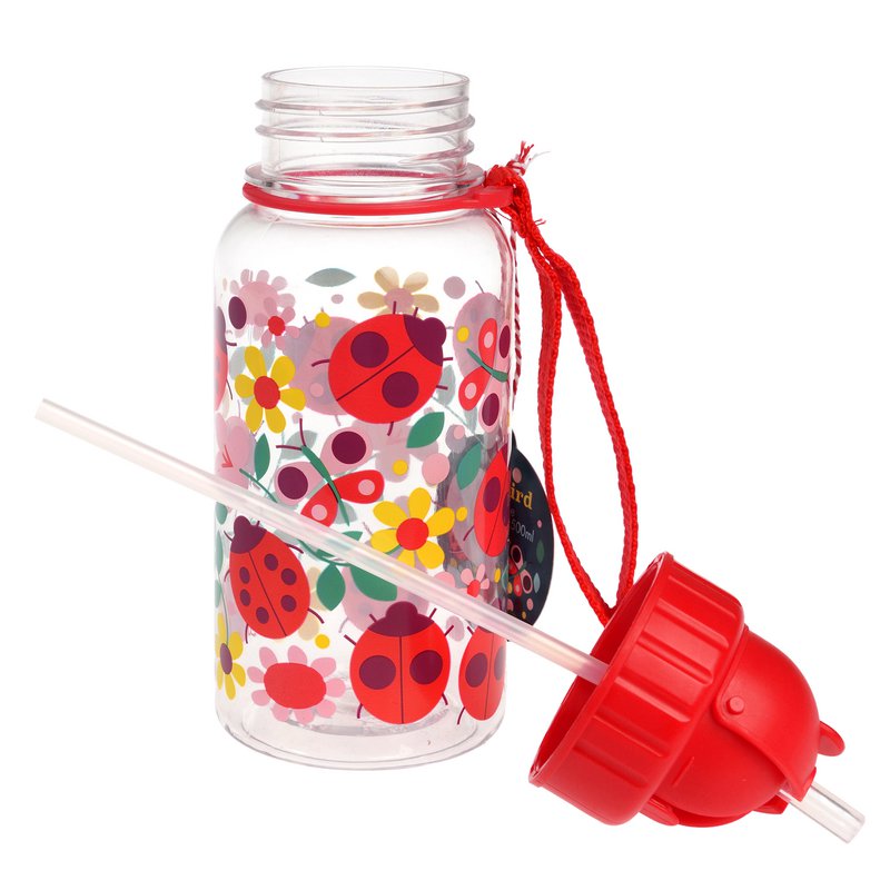Kinderwasserflasche mit Strohhalm 500 ml – Marienkäfer