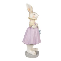 Hasenstatue 12x10x27 cm Braun Lila Polyresin Osterdekoration