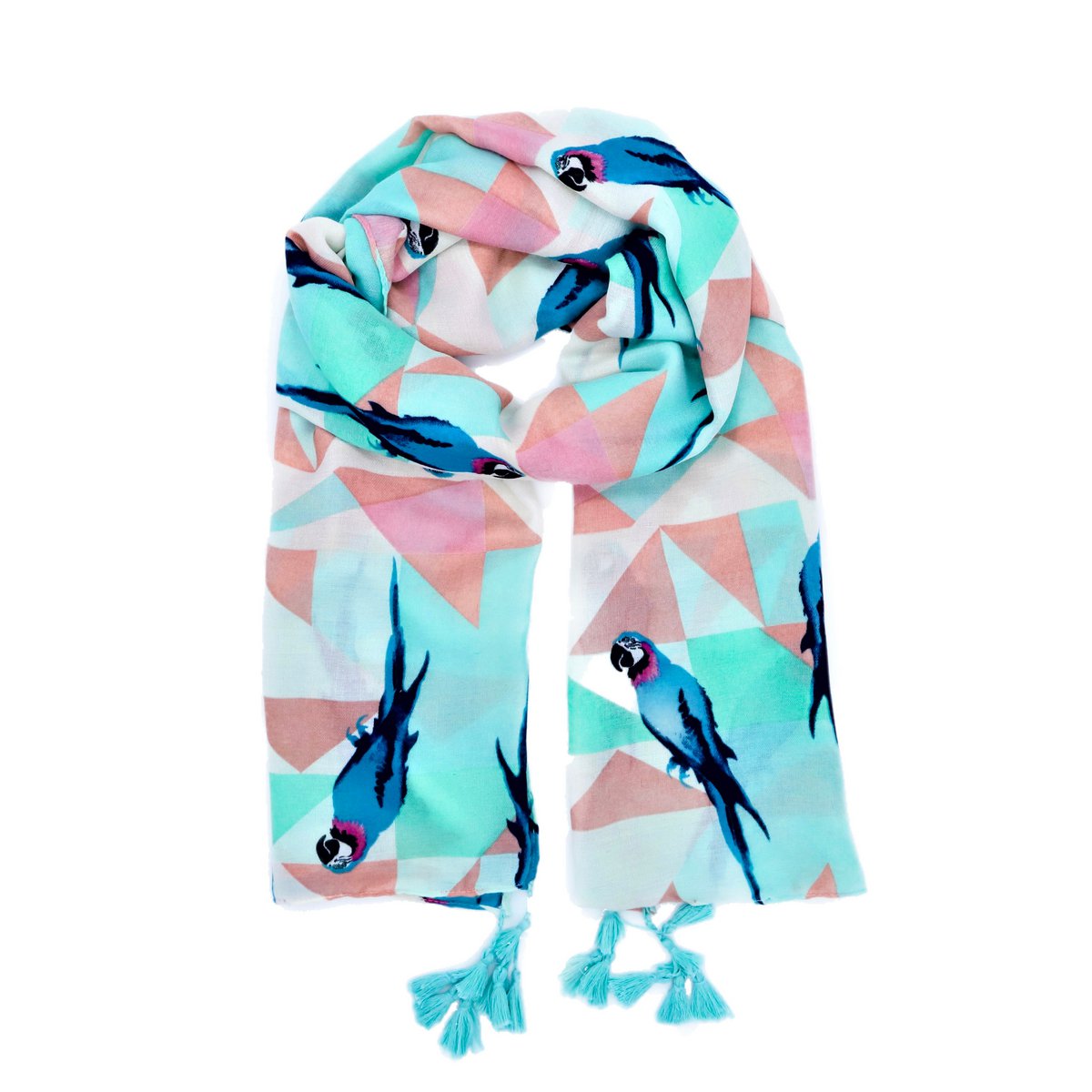 Viscose pareo with parrot pattern in multicolor