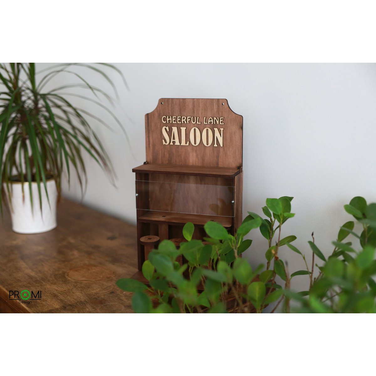 Comedero de madera para pájaros "Saloon", elegante decoración de jardín y balcón, regalo para amantes de las aves