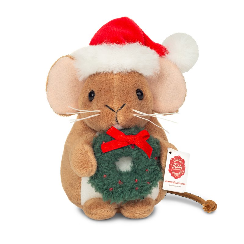 Christmas mouse with wreath 11 cm - plush toy - soft toy