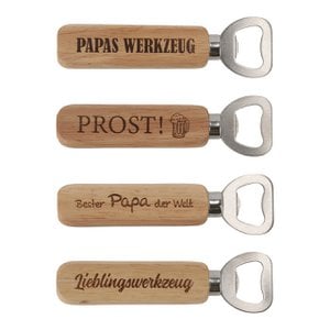 Bottle opener saying made of wood, metal natural 4-fold, (W/H/D) 4x14x1.7cm