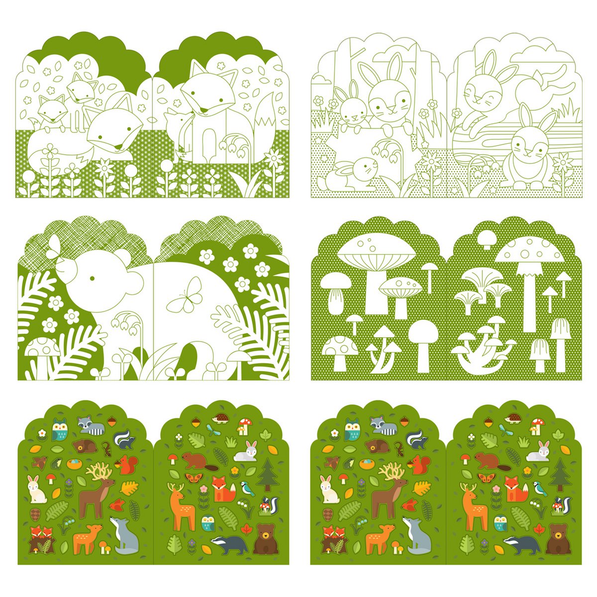 Kleurboek Met Stickers - Bos