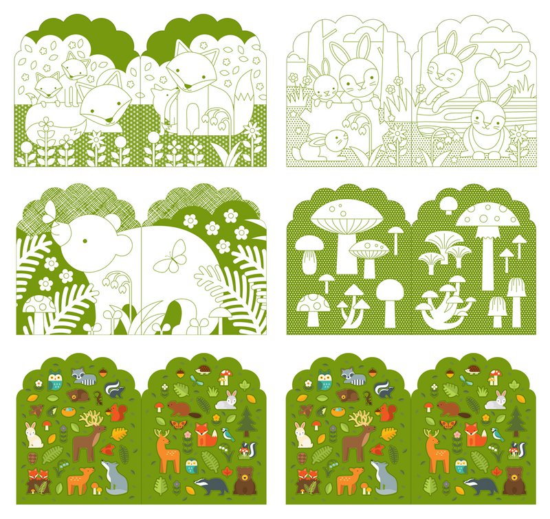 Kleurboek Met Stickers - Bos