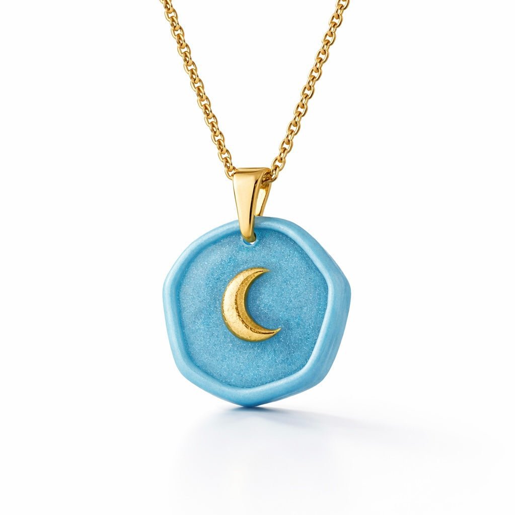 Azzurra Moon - Ręcznie wykonany naszyjnik z księżycem