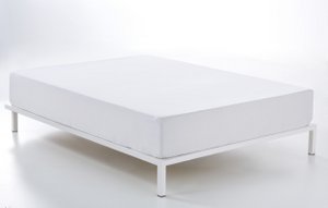 Bajera ajustable  de satén color blanco - Cama de 150 (largo 210 y alto 35 cm) - 100% algodón - 300 hilos. Gramage: 118
