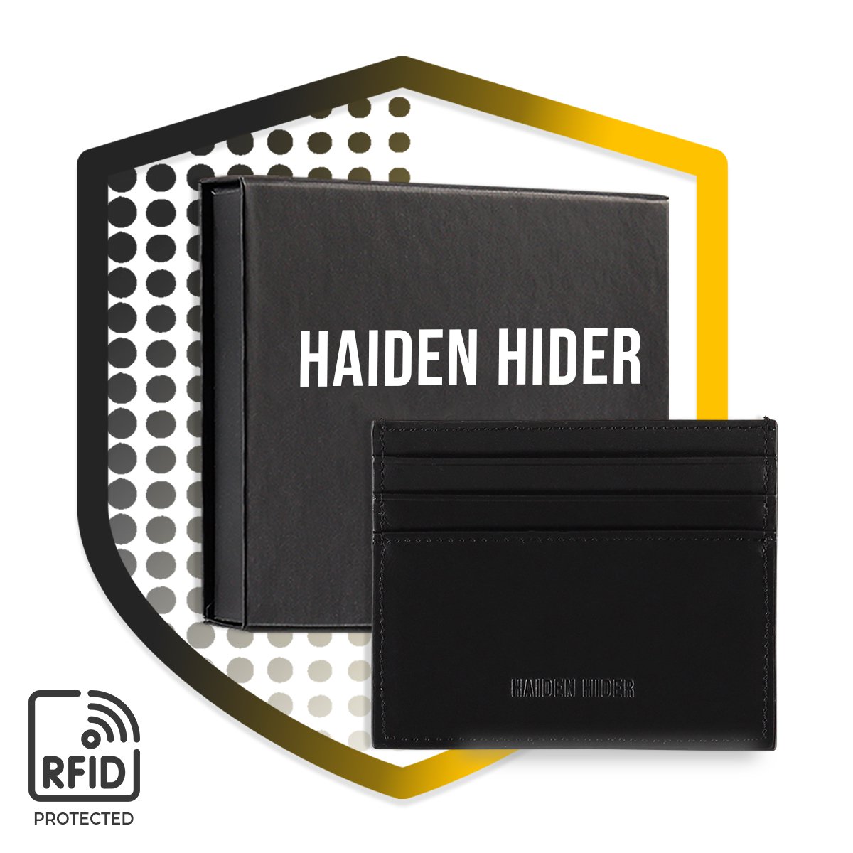 Porte-cartes Haiden Hider - Porte-cartes de luxe Mini Thin Small Wallet - Noir - Cuir