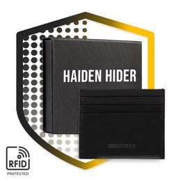 Portacarte Haiden Hider - Porta carte di lusso mini sottile piccolo portafoglio - Nero - Pelle