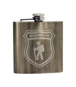 Stainless steel hip flask, bronze, Wanderlust