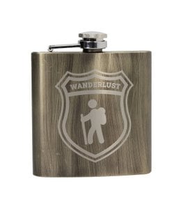 Stainless steel hip flask, bronze, Wanderlust